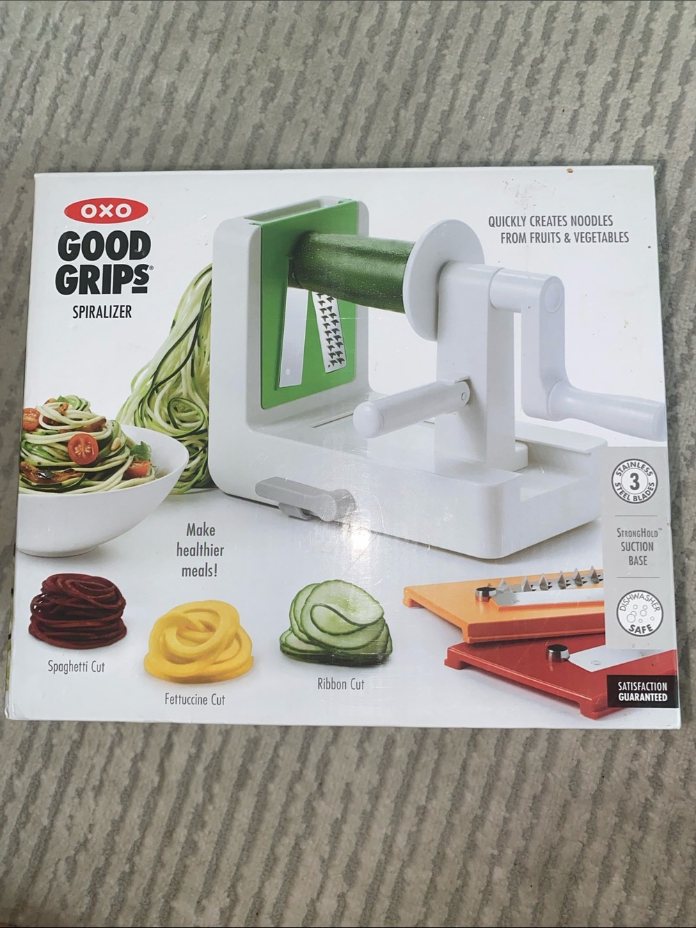 New in Box! OXO Good Grips Spiralizer w/3 Stainless Steel Blades-Suction Base